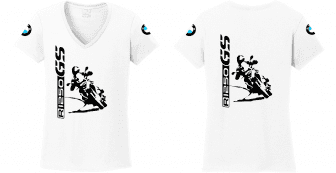 R 1250 GS BMW motoros póló női fehér T-shirt nagy álló motorossal