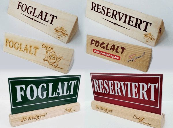 Foglalt - Reserviert fatáblák akár teljesen egyedi szöveggel és logóval ellátva