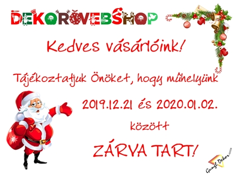 Ünnepi nyitvatartás 2019-2020