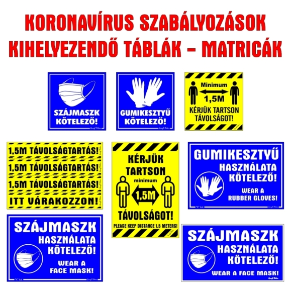 Koronavírussal kapcsolatos új táblák és matricák!