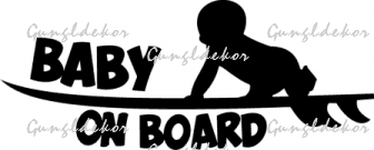 Szörfös Baby on board 2 db plottervágott autós matrica applikáló fóliával