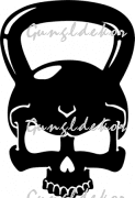 Kettlebell koponyás 2 db plottervágott autós matrica applikáló fóliával