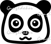 Panda fej 2 db plottervágott autós matrica applikáló fóliával