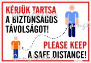 Kérjük tartsa a biztonságos távolságot! Please keep a safe distance! Figurás tábla matrica
