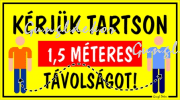 Kérjük tartson 1,5 méteres távolságot! figurás tábla matrica