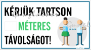 Kérjük tartson méteres távolságot! Beírható érték figurás tábla matrica