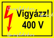 Vigyázz! 400V villámmal 4x3 cm kismatrica