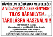 A villanyóra szekrényeket tilos bármilyen tárolásra használni! Tűzvédelem tábla matrica