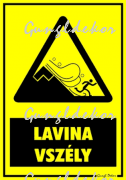 Lavina veszély figyelmeztető tábla matrica