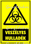 Veszélyes hulladék figyelmeztető tábla matrica