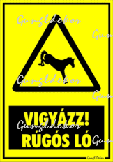 Vigyázz! Rugós ló figyelmeztető tábla matrica