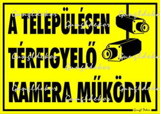 A településen térfigyelő kamera működik piktogrammal tábla matrica