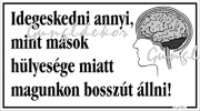 Idegeskedni annyi, mint mások hülyesége miatt magunkon bosszút állni humoros vicces tábla matrica