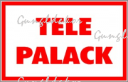 Tele palack tábla matrica, fehér alapon piros szöveg