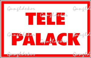 Tele palack tábla matrica, fehér alapon piros szöveg