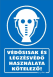 Védősisak és légzésvédő használata kötelező tábla matrica, kék alapon fehér szöveg, maszk és sisakos fej piktogram