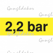 Szállítási jelzés, 2.2 bár, sárga alapon fekete felirat