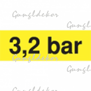 Szállítási jelzés, 3.2 bár, sárga alapon fekete felirat