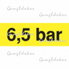 Szállítási jelzés, 6.5 bár, sárga alapon fekete felirat