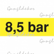 Szállítási jelzés, 8.5 bár, sárga alapon fekete felirat