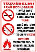 Tűzvédelmi intézkedések tábla matrica piktogramokkal