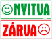 Kreatív Nyitva Zárva smiley kétoldalas forgatható tábla
